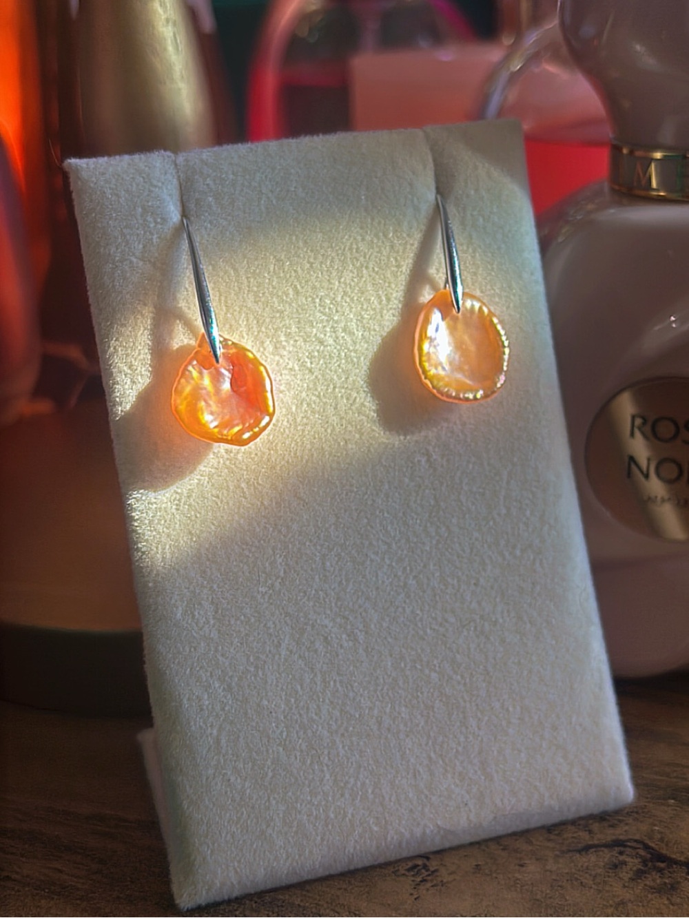 Champagne Baroque Petal Pearl Earrings | S925 Hook Earrings | sterling silver